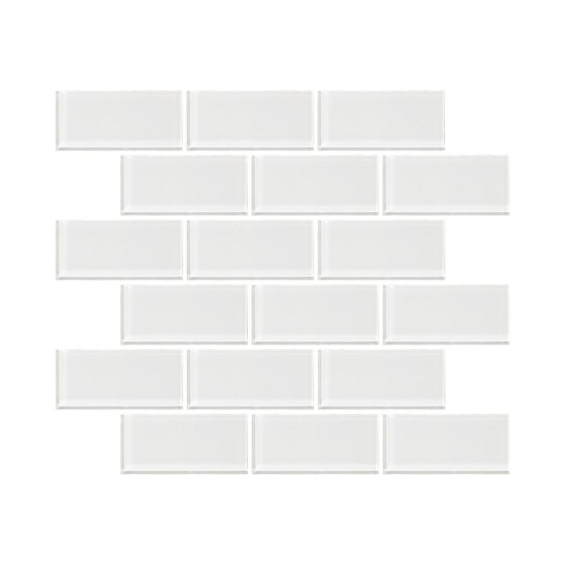 Urban Textures Contempo Bright White Glass Mosaic - 2" X 4" Brick - Glossy