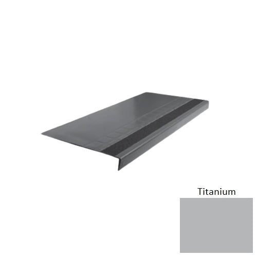 Flextones Titanium Type 875 With Flush Carborundum Strip Distinct Designs Rubber - 12 1/4" X 72" Stair Tread - Raised Square Design