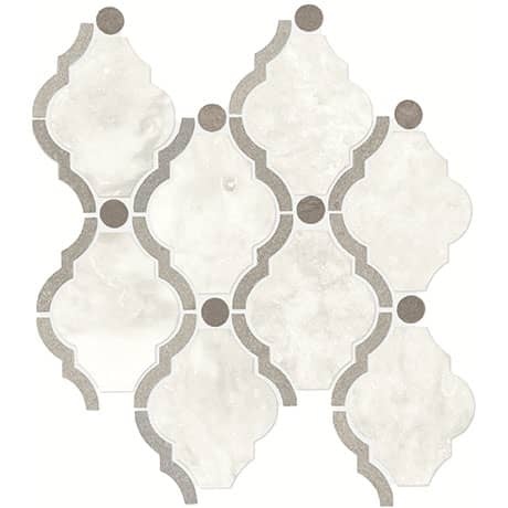 Stormy Mist Blend Marble & Limestone Mosaic - 12" X 14" Baroque - Polished