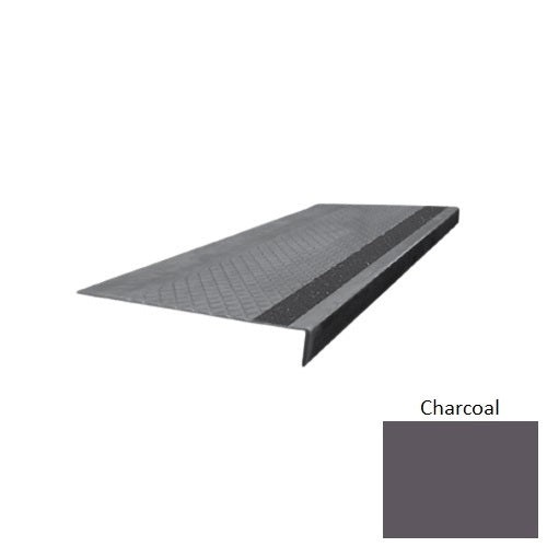 Flextones Charcoal Type 675 With Flush Carborundum Strip Distinct Designs Rubber - 12" X 72" Stair Tread - Diamond Profile Design