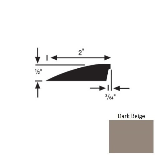 Flextones Dark Beige Vinyl 157 Reducer - 1/2" X 12 Ft - Thermoplastic