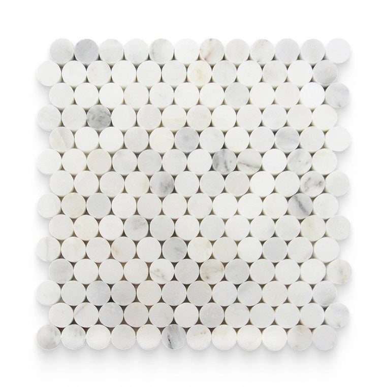 Oriental White Marble Mosaic - 0.75" X 0.75" Penny Round