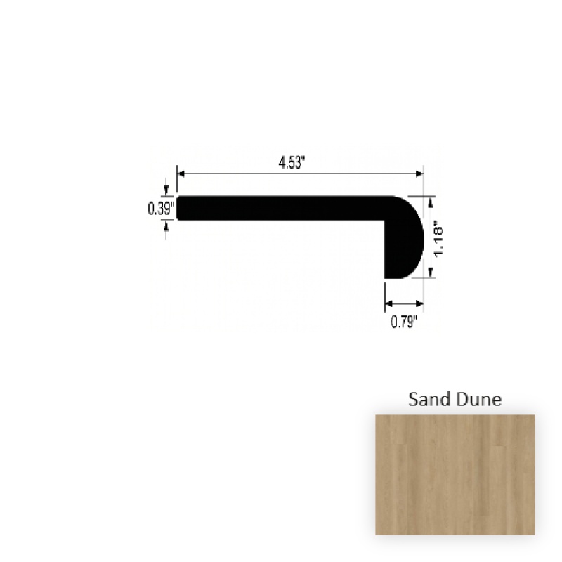 Versacore Pureedge Sand Dune Luxury Vinyl Moulding / Trim - 4.5" X 94.5" Flush Round Stair Nose - Ceramic Bead