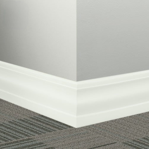 Johnsonite Snowbound Rubber Millwork Contoured Wall Base - 4 1/4" X 96" X 3/8" Delinate - Millwork Contoured Wall Base