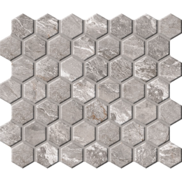 Perpetuo Eternal Grey Ceramic Mosaic - 1 1/2" Hexagon - Matte