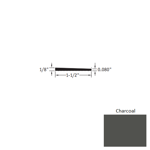 Johnsonite Charcoal Vinyl Moulding / Trim - 1 1/2" X 12 Ft (144") X 1/8" - .080" Reducer - Reducer