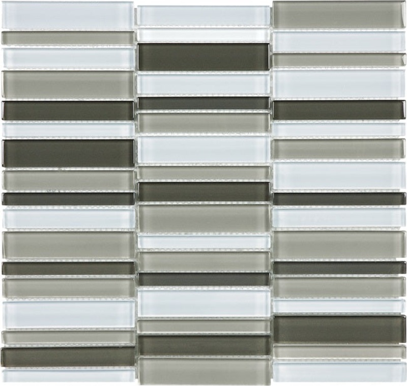 Aquatica Element Mineral Blend Glass Mosaic - 1" X 4" Stacked - Glossy