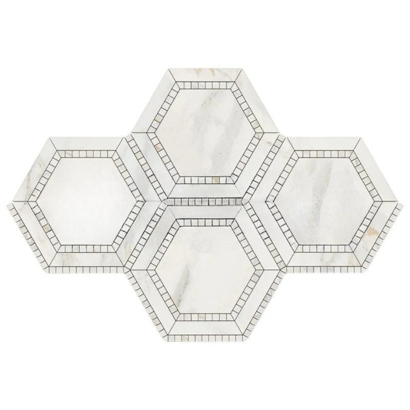 Calacatta Gold Marble Mosaic - 5" Hexagon With Calacatta Gold