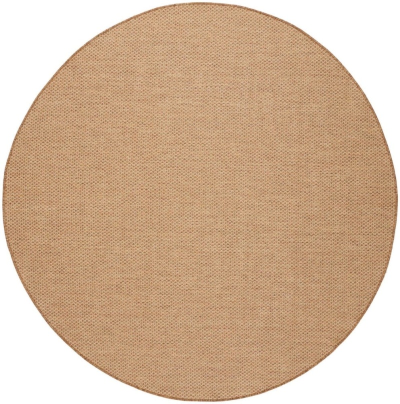 Courtyard Jute Cou01 Polypropylene & Polyester Contemporary Area Rug - 4 Ft X Round - Jute