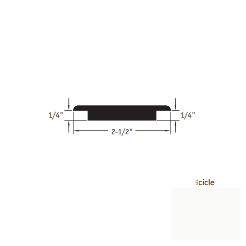Johnsonite Icicle Vinyl Moulding / Trim - 2 1/2" X 12 Ft (144") X 1/4" - 1/4" Wheeled Traffic Transition - Wheeled Traffic Transition