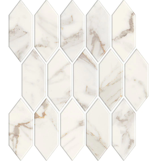 Marble Obsession Calacatta Gold Porcelain Mosaic - 2" X 5" Picket - Satin