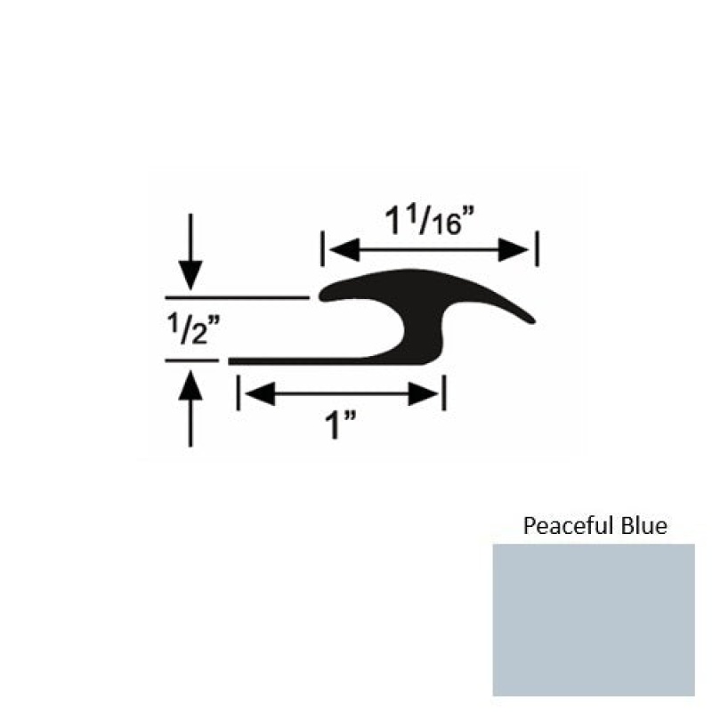 Solid 56 Peaceful Blue Rubber Tile / Carpet Joiner - 1" X 9 Ft (108") X 1/2"
