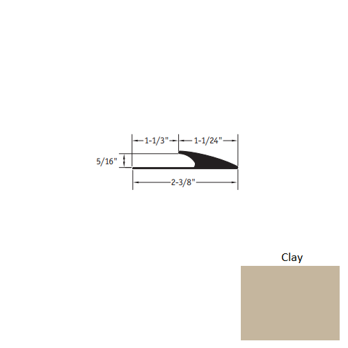Johnsonite Clay Vinyl Moulding / Trim - 1 1/24" X 12 Ft (144") X 5/16" Edge Guard - Edge Guard