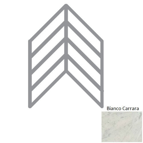 Classic 2.0 Bianco Carrara Chevron Accent Deco Porcelain Tile - Polished - 4" X 24" Chevron