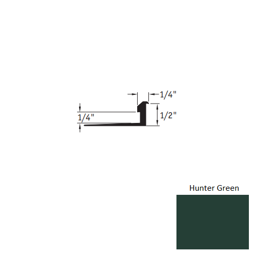 Johnsonite Hunter Green Vinyl Moulding / Trim - 1/4" X 12 Ft (144") X 1/4" - 1/2" Slim Line Transition - Slim Line Transition