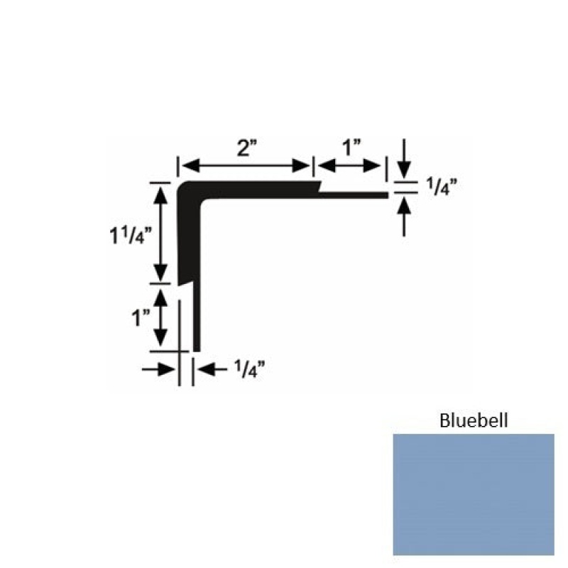 Solid 16 Bluebell Rubber Double Flange Carpet Stair Nosing