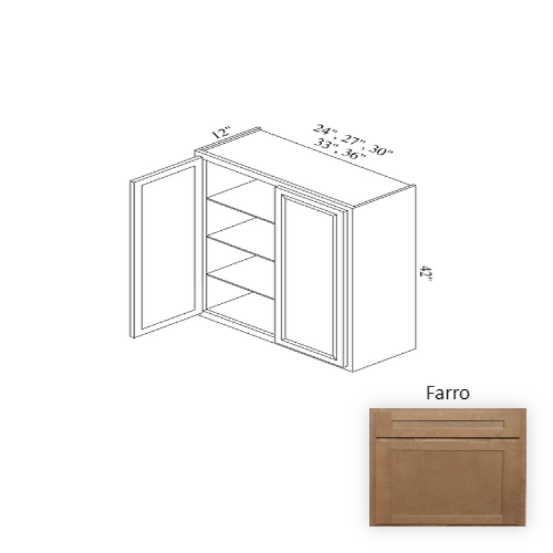 Farro Wood Kitchen Wall Cabinet - 36" x 42" x 12"