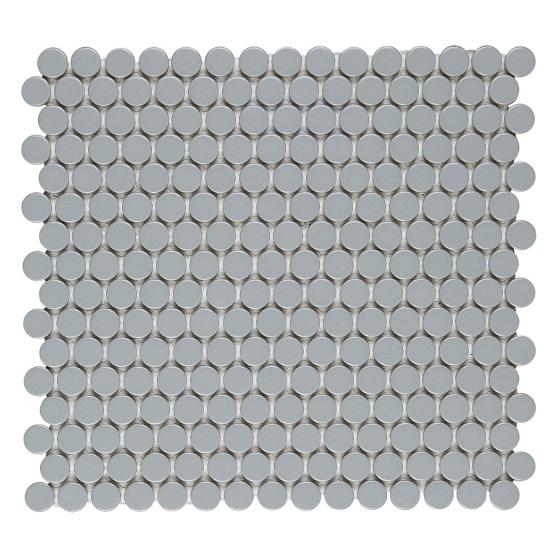 Finish Line Flint Porcelain Mosaic - Penny Round - Matte