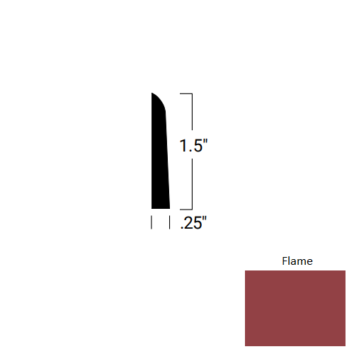 Johnsonite Flame Rubber Moulding / Trim 1 1/2" x 8 Ft