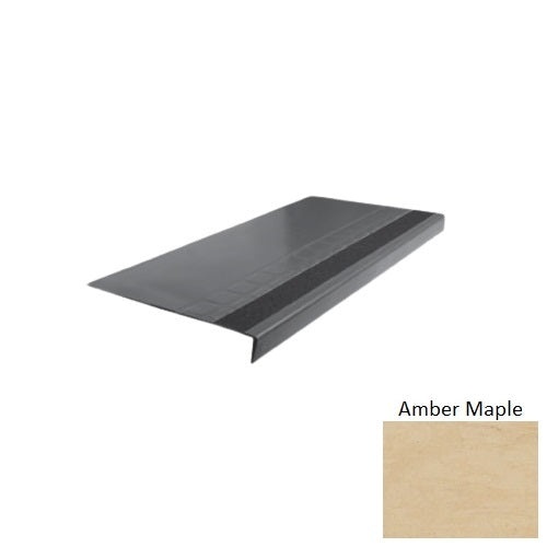 Evolving Styles Wood Elements Amber Maple Type 875 With Flush Ribbed / Smooth Insert Distinct Designs Rubber - 12 1/4" X 72" Stair Tread - Raised Square Design
