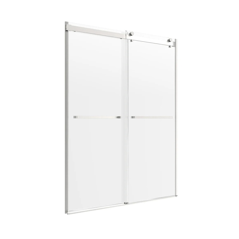 Lagoon Brushed Nickel Sliding Semi Frameless Shower Door - 48" X 76" With Clear Glass - Brushed Nickel