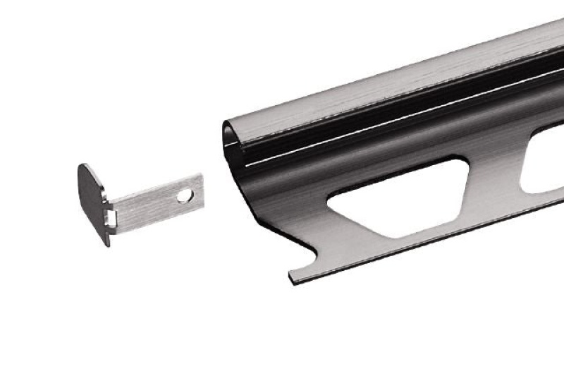 Rondec End Cap Metal Tile Edging Trim - Brushed Stainless Steel