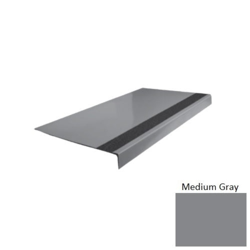 Flextones Medium Gray Type 170 Distinct Designs Rubber - 12 1/4" X 72" Stair Tread - Smooth