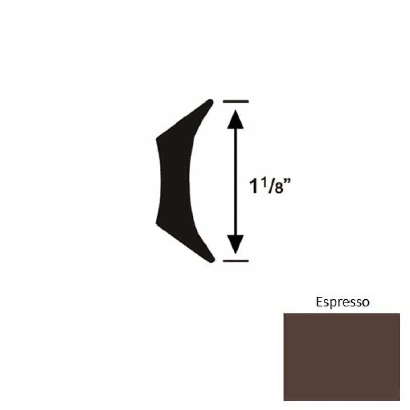 Solid 44 Espresso Rubber Fillet Strip - 1 1/8" X 9 Ft (108")