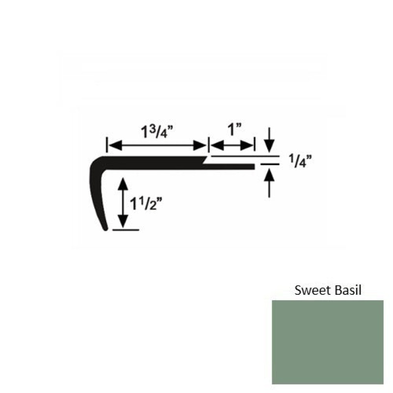 Solid 13 Sweet Basil Rubber Single Flange Carpet Stair Nosing