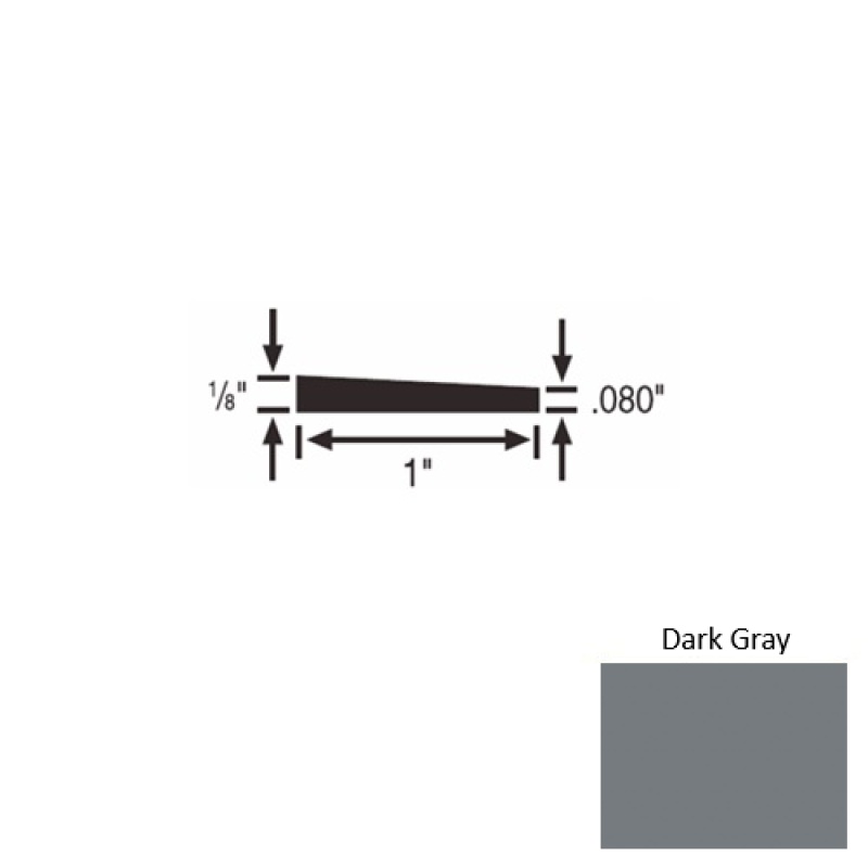 Solid 59 Dark Gray Rubber Reducer Strip - 1" X 9 Ft (108") X 1/8"