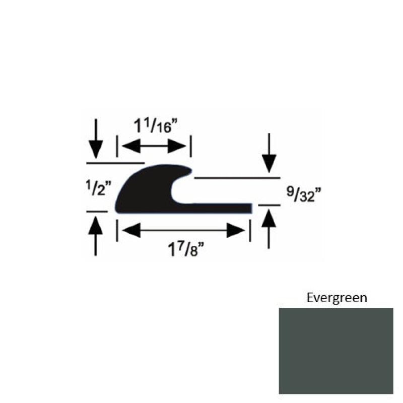 Solid 40 Evergreen Rubber Carpet Edge Guard - 1 7/8" X 9 Ft (108") X 9/32"