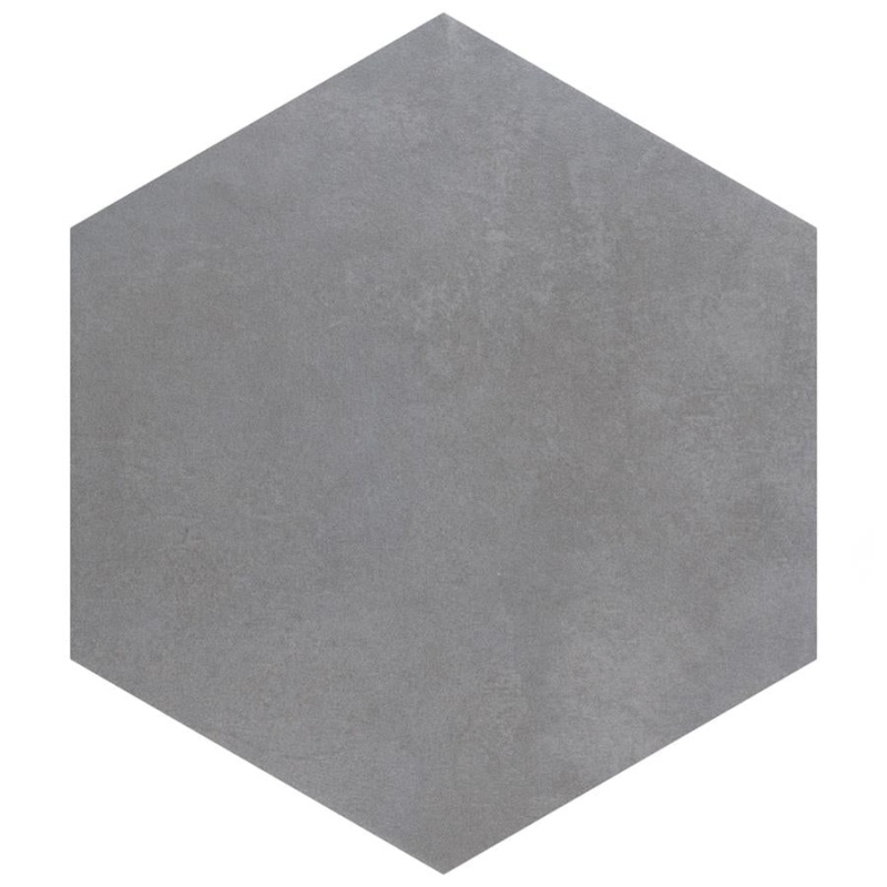 Industrial Silver Porcelain Tile - Mixed Hexagon