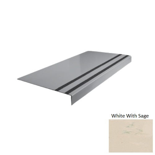 Evolving Styles Creative Elements White With Sage Type 130 Distinct Designs Rubber - 12 1/4" X 72" Stair Tread - Smooth