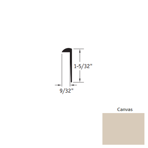 Johnsonite Canvas Vinyl Moulding / Trim - 9/32" X 12 Ft (144") Square Cap Cove Cap - Square Cap Cove Cap