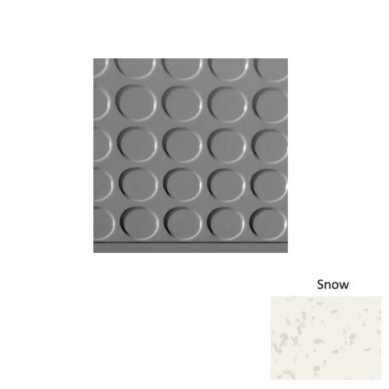 Symmetry 97 Snow Vantage Raised Circular Rubber (Sq) With Galley Red Abrasive Strip Stair Tread With Dupont Kevlar - Textured