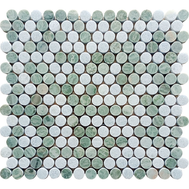 Ireland Aran Shell Mosaic - 0.8" X 0.8" Penny Round - Polished