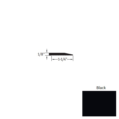 Johnsonite Black Vinyl Moulding / Trim - 1 1/4" X 25 Ft (300") X 1/8" Reducer - Reducer