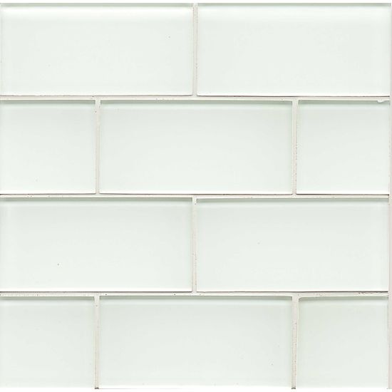 Hamptons White Linen Glass Tile - Glossy - 3" X 6"