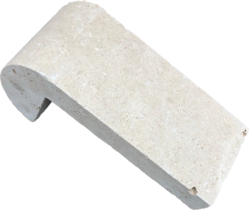 Light Travertine Remodeling Bullnose Coping - Tumbled - 4" X 9" X 10"
