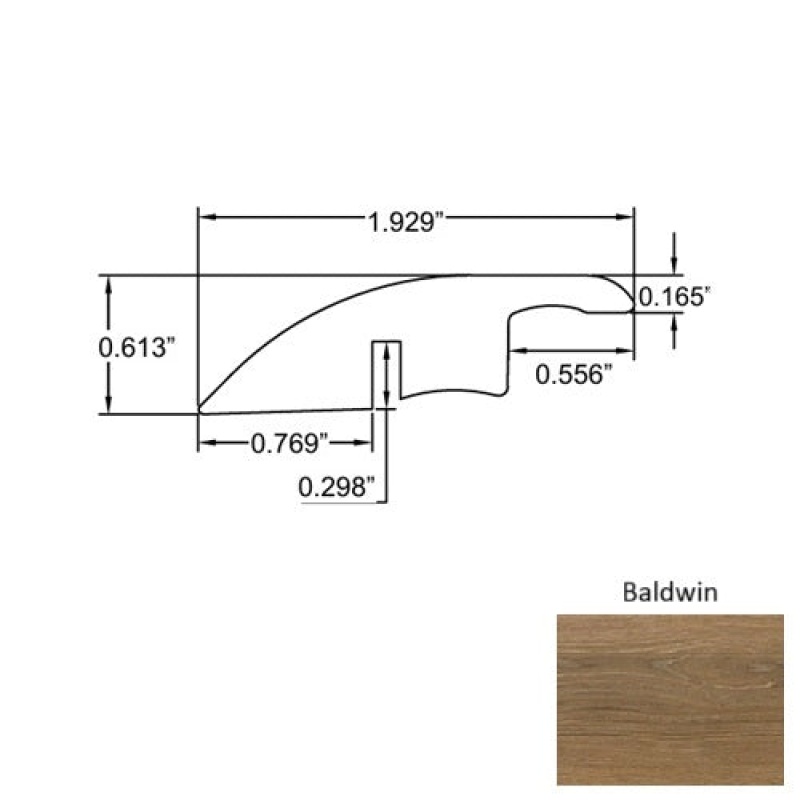 Lakeshore Baldwin Laminate Wood Moulding / Trim - 94" Reducer - Embossed