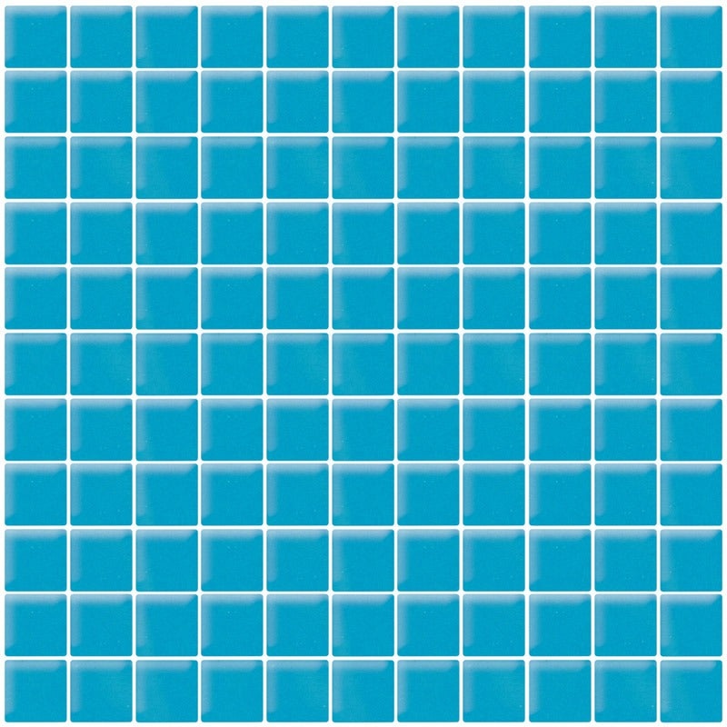 Color Palette Turquoise Cloud Glass Mosaic - 1" X 1" - Glossy