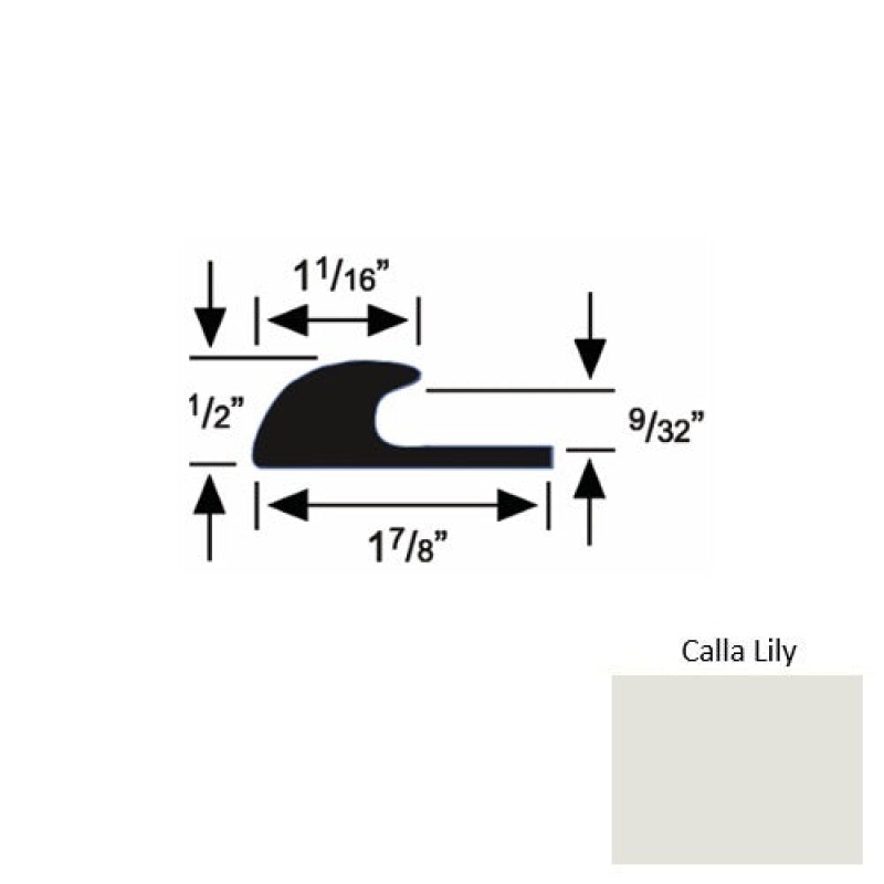 Solid 40 Calla Lily Rubber Carpet Edge Guard - 1 7/8" X 9 Ft (108") X 9/32"