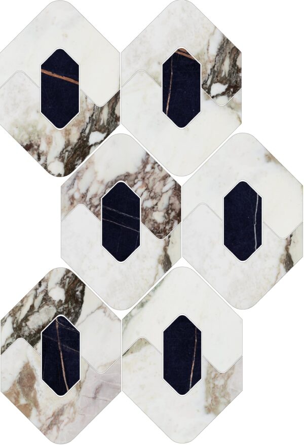 Kobe Calacatta Viola Porcelain Mosaic - Elongated Hexagon
