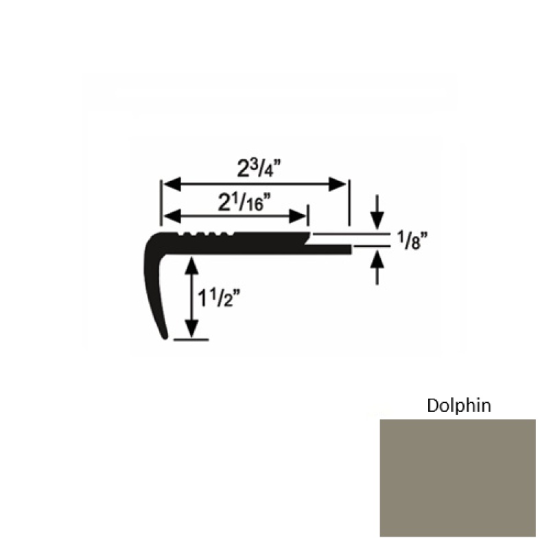Solid 09 Dolphin Rubber Underlap Stair Nosing