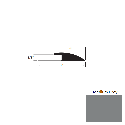 Johnsonite Medium Grey Vinyl Moulding / Trim - 2" X 12 Ft (144") X 3/8" Edge Guard - Edge Guard