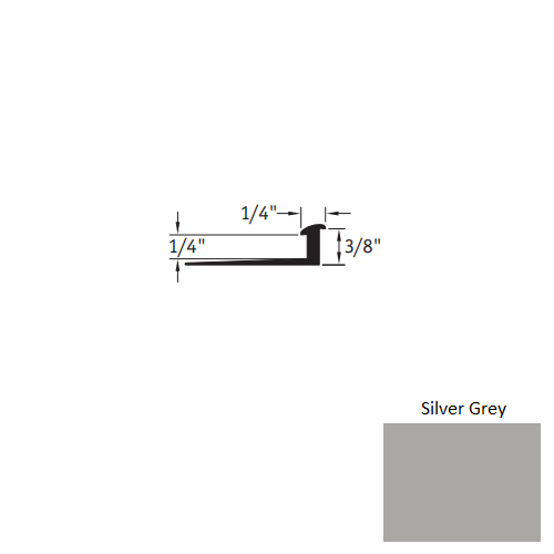 Johnsonite Silver Grey Vinyl Moulding / Trim - 1/4" X 12 Ft (144") X 3/8" - 1/4" Slim Line Transition - Slim Line Transition