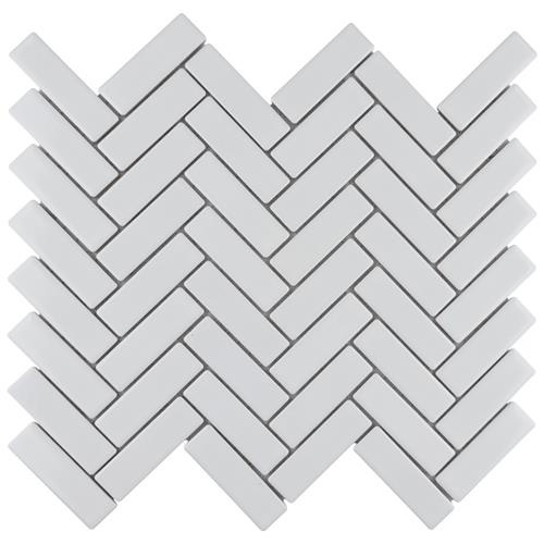Metro White Porcelain Mosaic - Herringbone