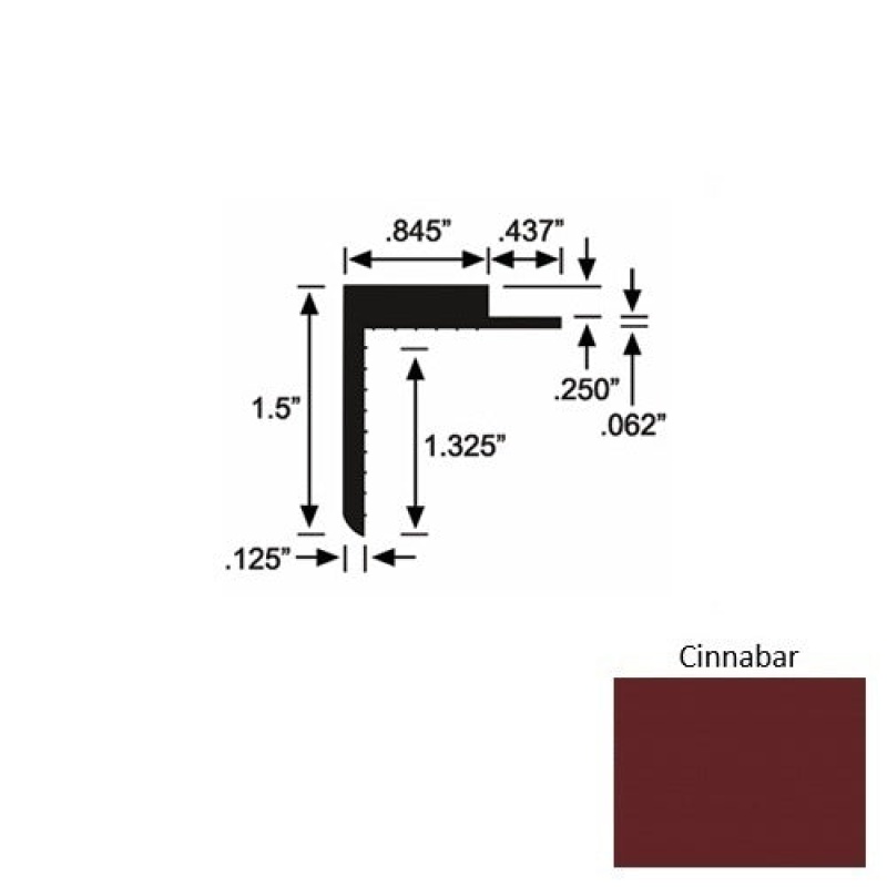 Solid 57 Cinnabar Rubber Landing Trim - 1 1/2" X 98"