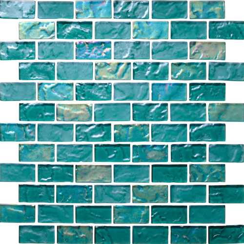 Lava Cool Tropics Glass Mosaic - 1" x 2" Offset - Lava