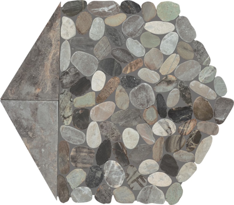 Pebble Oasis Coastal Pebble Mosaic - Hexagon - Tumbled